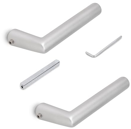 Emuca - Türgriffe für Innentüren, Türgriffe für Glastürschlösser, L-R Modell, Edelstahl, Matt eloxierte Oberfläche