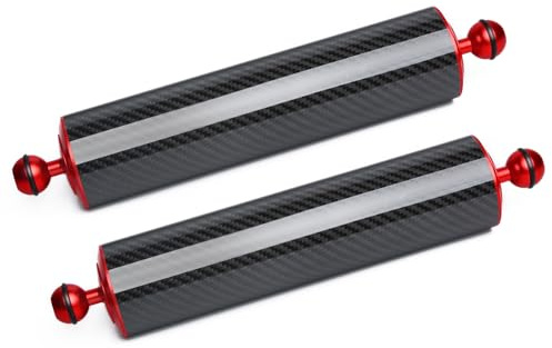 LetonPower Bras Flottant sous-Marin de 12 en Fibre de Carbone, Bras Aquatique, Double Bras Flottant à Bille de 1'', système d'éclairage pour la plongée, Plateau, lumière vidéo/Stroboscope (2pack)