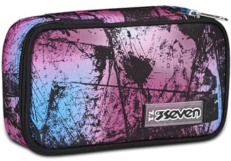 Seven Quick Case, Federmäppchen, Mäppchen, Mehrfarbig, Federtasche für Schreibwaren, Etui mit Stiften, Kugelschreiber, & mehr, Mädchen, Jungen, Schule, rosa-blau