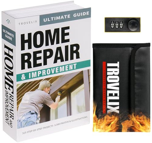 Book Safe with Combination Lock, Hidden Safe (9.5 x 6.2 x 2.2 Inch) with Fireproof Bag, Secret Diversion Safe, Hollow Book Box Hidden Storage, Money Safe Box for Cash (HOME REPAIR)