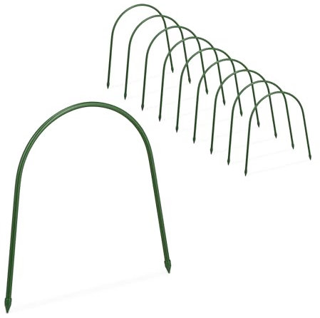 Relaxdays Arcos de Túnel Invernadero, Set 10, Aros para Arriates y Camas Elevadas, 31 x 33 cm, Flexibles, Acero, Verde