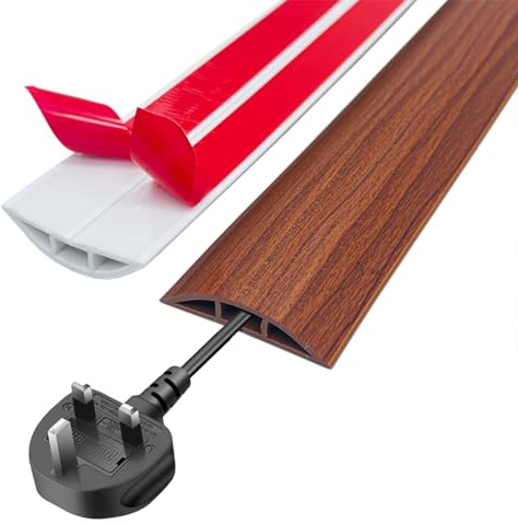 GELINTONG Flexibler Fussboden Kabelkanal Selbstklebend, PVC Boden Kabelabdeckung, Kabelbrücke, Kabelschutz, Kabelschacht, Kabel Verstecken für alle Netzkabel in Haushalt, Büro, Schule (1.5 Meter)
