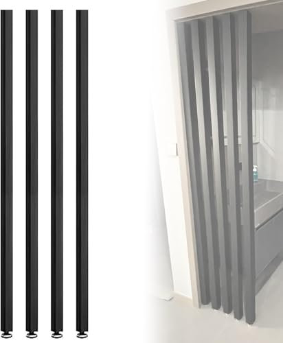 Raumteiler Trennwand, Paravent Raumtrenner 4er-Set Raumteiler-Pfosten, Wand bis zur Decke, Sichtschutzsäule für Waschraum/Balkon/Treppenhaus, Dekorgitter, Raumteiler-Lamellen mit höhenverstellbarer Ba