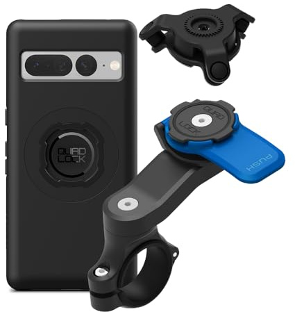 QUAD LOCK Lenker Handyhalterung für Motorrad mit Vibrationsdämpfer und MAG Hülle für Pixel 7 Pro