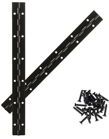 AurDo 2Pcs 12inch Black Heavy Duty Continuous&Piano Hinges,1.2 Open Width Stainless Steel Piano Hinge with Holes and Screws,Working for Wood Box,Wood Furniture,Piano Cabinets.