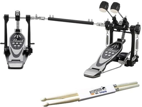 Pearl P-532 Double Bass Drum Pedal Doppel Fußmaschine mit keepdrum Drumsticks