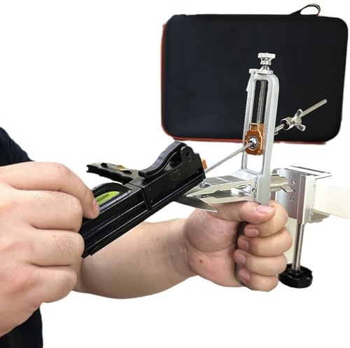 TOOSOAR Messerschärfsystem,Messerschärfer Profi kommt mit einem Sockel für den Innen Außenbereich,mit 4 Schärfsteine für die Küche Camping Jagd