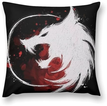 YUERYXH Moderno y Fresco Lobo Vikingo Funda Almohadones, Peluche Corto Fundas Cojín para Dormitorio Cama Sofá, Impresión A Doble Cara Funda Almohada(Black,30x30cm)