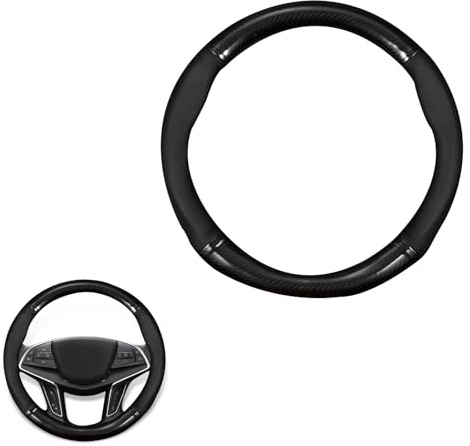 ijuicy Car Steering Wheel Cover, Carbon Fiber Non-Slip Wear-Resistant Breathable Steering Wheel Cover for Men and Women (Round)