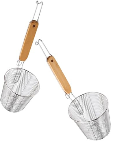 HOLIDYOYO Colador De Cocina De Acero Inoxidable 2 Piezas Espumadera De Malla Con Mango Largo Para Escurrir Pasta Fideos Y Dumplings Herramienta Ligera Y Resistente