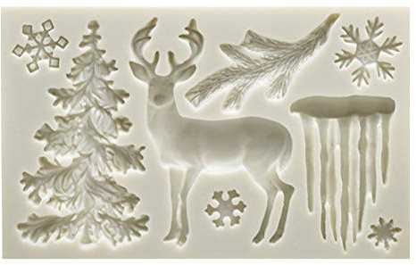 Molde de silicona 3D para fondant, ciervo, ciervo, alce, ciervo de Navidad, molde de silicona para velas, copo de nieve, árbol de ciervo, molde para decoración de pasteles, chocolate, caramelos,