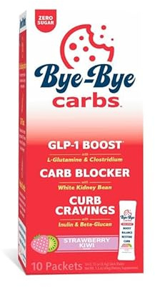 Bye-Bye Carbs - Carb Blocking Drink Mix - Fight Cravings, Feel Full Longer, & Support Digestion Sugar-Free & Keto Friendly - Strawberry Kiwi