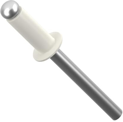 4.8mm x 12mm Grey White Painted Colour Blind Pop Rivet Dome Head Aluminium/Steel Shaft ISO 15977 RAL 9002 (Pack of 20) - N11A 4.8x12_20