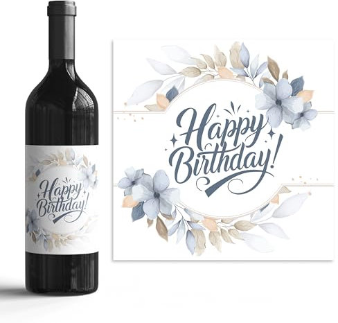 6 Etiketten für Geburtstagsfeier oder Jubiläum - Aufkleber selbstklebend - Deko für Wein & Sekt - Geschenkidee für Ehepaar & Familie (Happy Birthday)