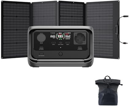 EcoFlow RIVER 3 Plus Portable Power Station with 160W Solar Panel, 286Wh LFP Battery, 1200W Output, 16 Hours Runtime for Appliances <100W, Solar Generator for Outdoor, Camping, RV