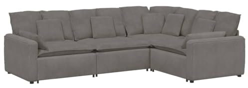 vidaXL Modulsoffa med dynor manchestertyg ljusgrå, sektionssoffa, modulär sektionssoffa, L-formad soffa, modulär soffa, modulär sektionssoffa
