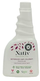 Eco Lab Nativ Detersivo Capi Colorati 100% Naturale. Flacone da 500 ml. Efficace anche a freddo, elimina gli odori e gli aloni di sudore.