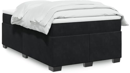 MOBCANT Boxspringbett mit Matratze, Bett Doppelbett Betten Bettsystem Geeignet für Gästezimmer Schlafzimmer Wohnungen Schulen Schwarz 120x190 cm Samt