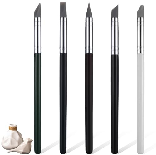 5 PCS Rubber Sculpting Tools, Silicone Paint Brush, Flexible Clay Tools Sculpting, Modeling Dotting Tool Use for Pottery Craft Rock Blending Drawing Craft