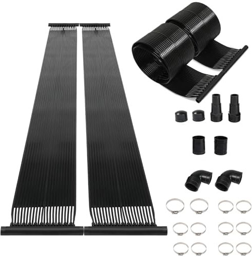 LEADZM Solarkollektor Poolheizung 600 x 73 cm | Solarheizung für Pools bis 24.000 l | UV-beständig & erweiterbar | Energieeinsparend Poolheizung | Schwimmbad Warmwasser | Mit Adapter