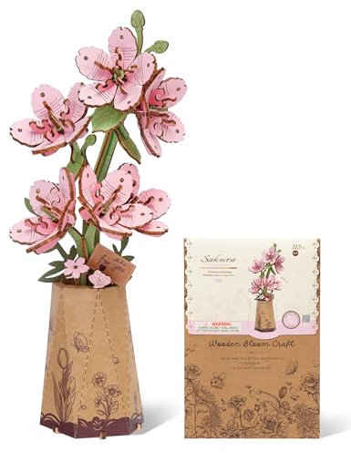 rowood Sakura Künstliche Blume Holz 3D Puzzle Bastelset für Erwachsene Kinder Holzblume Modellbausätz für Dekoration Zuhause Kreative Geschenkidee zum Muttertag Valentinstag