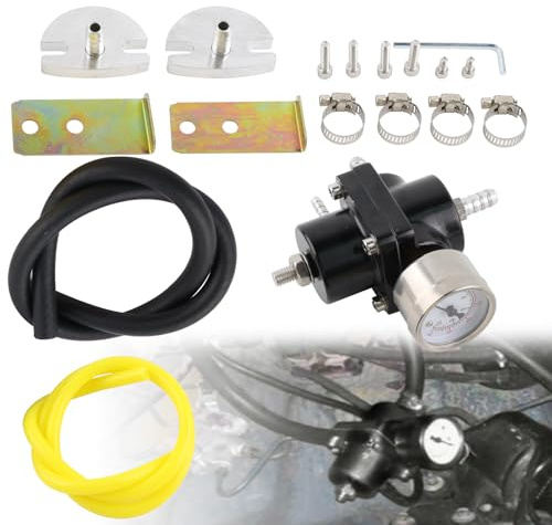 VVORHSBELL Fuel Pressure Regulator, Adjustable 0-140 PSI Aluminum Universal Fuel Pressure Regulator kit