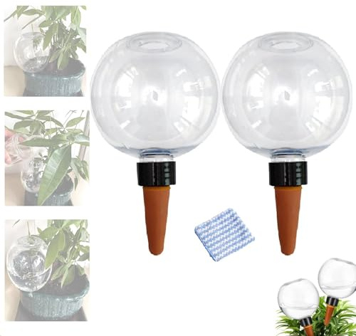 2PCS Plant Watering Globes, 500 ML Large Capacity SelfWatering Plant Spikes Device, Plant Bulbs Insert with Terracotta Spikes, Slow Release SelfWaterings System for Indoor Outdoor Plants