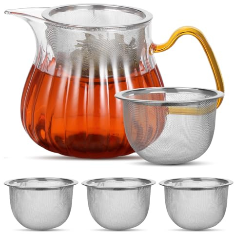 Didiseaon Passoire à Théière Inox 8 Cm Filtre à Thé En Acier Inoxydable Maille Fine Infuseur à Thé Pour Infusion Tasse Lot De 4 Pièces Usage Maison