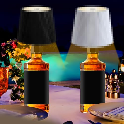 PQETBV Luci per Bottiglia Touch, Controllo Touch da 3 Modalita Temperatura di Colore, Lampada da Tavolo Portatile Ricaricabile per Ristoranti e Bar Interni ed Esterni(Nero+Bianco)