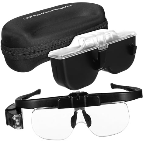 HORIALENCE Lupa con Luz LED Recargable USB Gafas de Aumento con Diseño Ergonómico en Abs y Acrílico para Trabajos Detallados y Reparaciones Precisas