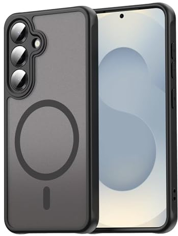 ESONG Magnetiskt mobilskal för Samsung Galaxy S24 fodral Kompatibel med MagSafe, trådlös laddning Telefon Case, matt Genomskinligt stötsäkert skyddsfodral Svart