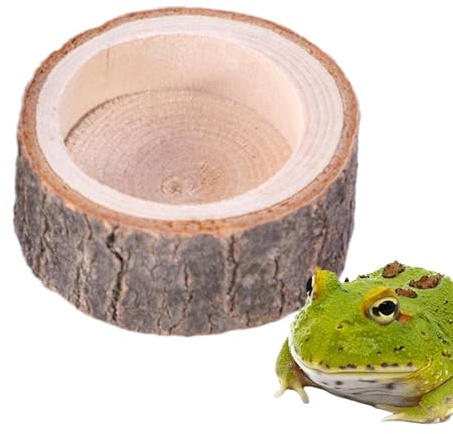Tortoise Food Dish - Reptile Food Dish | Wood Grain Cup Feeding Basin for Home Aquariums Indoor Terrariums Pet Store Displays Backyard Ponds Turtle Gecko