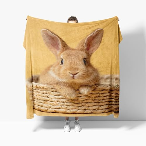 Genérico Manta Animal Lindo Conejo Manta de sofá de Viaje, Cobija refrescante Transpirable, Batamanta Mujer, Suave y cómoda de sofá Beige, para otoño e Invierno XL 150x200 cm