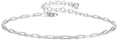 Pulsera minimalista de eslabones cuadrados, pulsera de plata de ley 925 para mujer