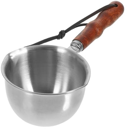 Cabilock Petit Pot à Huile Acier Inoxydable avec Poignée Ergonomique Casserole Compacte pour Chauffage Fonte et Versement Huile Lait et Chocolat Cuisson Uniforme avec Fond Plat