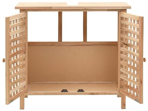 Eleganz Armario para lavabo de madera maciza de nogal y madera contrachapada, juego de muebles de baño 66 x 29 x 61 cm, elegante y duradero para baño moderno