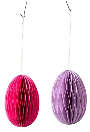 8er/4er Pack 3D Papier Ostereier Faltbar - Waben-Design Osterdeko zum Hängen - Nachhaltiger Osterschmuck (Lila/Pink, 8 Stück - Höhe: 9,5 cm Breite: 6 cm)