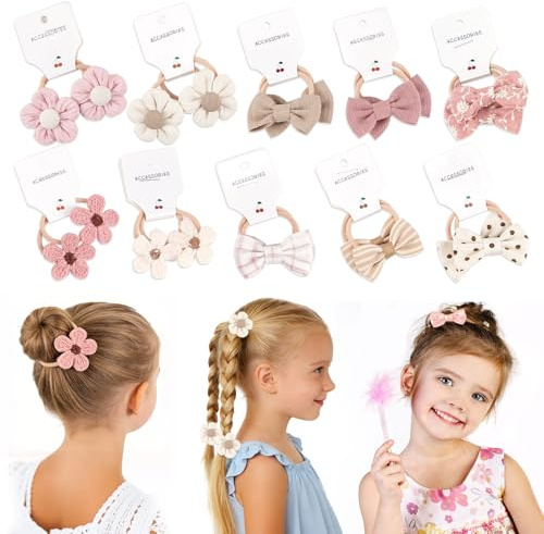 Lote de 20 gomas elásticas para el pelo para niñas, pequeños colechones de colores, elástico para el pelo de bebe con nudo no metálico, bandas de pelo para cola de caballo para niños y niñas