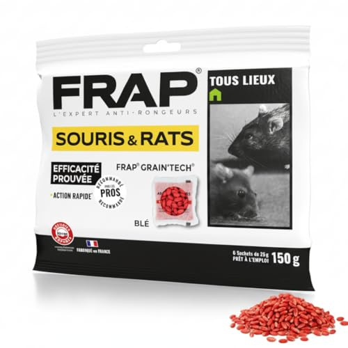 Pack Raticide Professionnel en Grain – Appâts anti-Campagnols & Mulots pour jardin & Extérieur, Rats des Champs, Rats de Grenier & Souris – Protection Potager, et Cultures - 1x150g