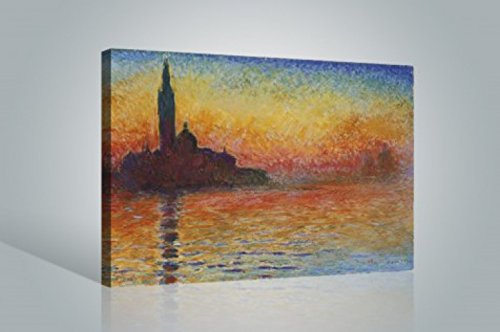 1art1 Claude Monet Poster Abendstimmung In Venedig, 1908 Bilder Leinwand-Bild Auf Keilrahmen | XXL-Wandbild Poster Kunstdruck Als Leinwandbild 120x80 cm