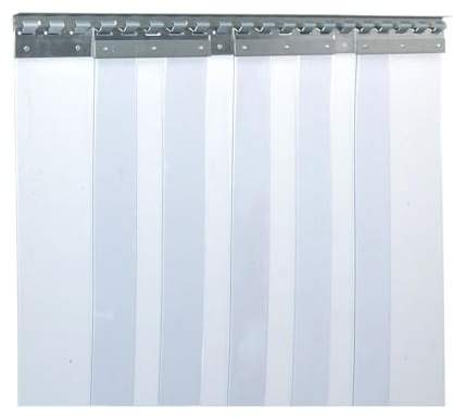 Zettl GmbH PVC-Streifenvorhang, Lamellen 3x300mm, BxH 2,50x2,00m, transparent, vormontiert, Edelstahl, für Landwirtschaft, Gastronomie und Industrie