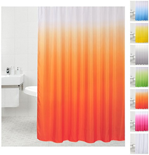 Sanilo Cortina de Ducha Magic Naranja 180 x 200 cm 12 Anillas Incluidas, Impermeable, Efecto antimoho