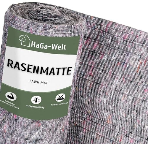 HaGa Rasenmatte 2m x 25m – biologisch abbaubarem Baumwollvlies – schnelles Wachstum mit eingebetteten Rasensamen – ideal für Garten & Hangbefestigung – natürlicher Rasenteppich mit echten Grassamen
