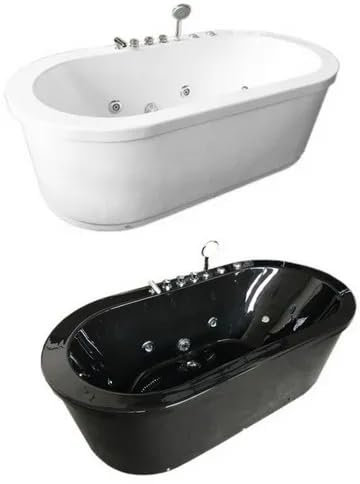 Bagno Italia Vasca da bagno freestanding con idromassaggio 185x95 10 getti bianca o nera I