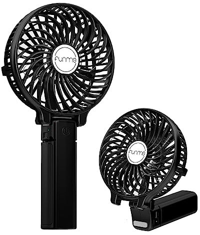 Funme® HandHeld Fan Portable Hand Fan with 6 Blades Rechargeable Battery 3 Speeds 180° Foldable Powered Personal Mini Fan Cooling Desktop Fans for School Travel Camping Black