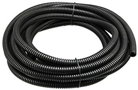Sourcingmap 4.6 M 7 x 10 mm PP Flexible Corrugated Conduit Tube for Garden,Office Black