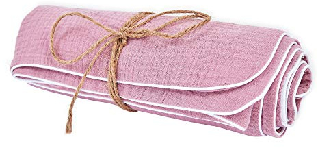 KraftKids Babydecke in Musselin rosa, Kuscheldecke 70 cm x 100 cm, 100% Musselin Stoff mit Liebe handgefertigt in der EU