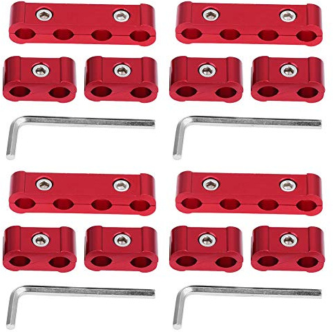 KIMISS 12 pezzi in lega di alluminio motore candela candela separatore divisore per 8mm 9mm 10mm(rosso)