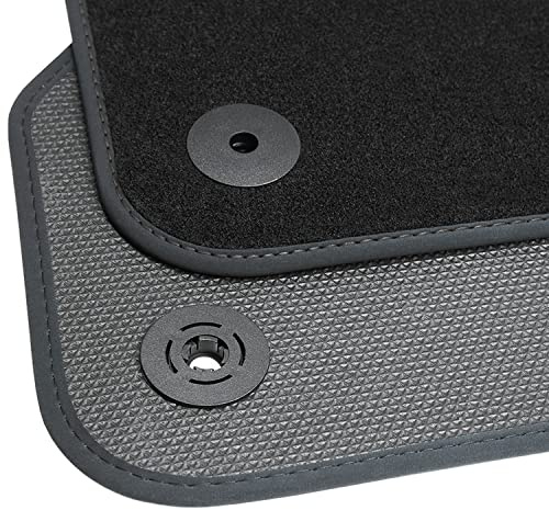 teileplus24 Fußmatten kompatibel mit VW Polo 5 6R 6C Cross 2009-2017 | Passgenau 4-teilig Wasserdichte Ganzjahres-Automatten Rutschfest Velours Bandeinfassung Ziernähte