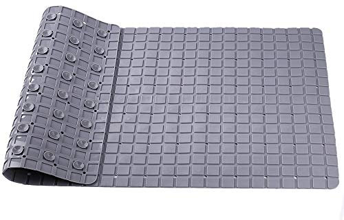 Tappetino Doccia Antiscivolo Tappetini per Vasca da Bagno Bambini con Fori di Scarico e Ventose, Hôtel Spa Shower Mat Lungo 70x40cm, Grigio